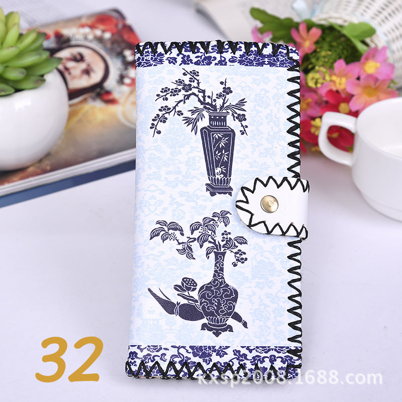 Upgraded Handmade Composite Leather Cabinet Ethnic Style Scenic Ladies Wallet