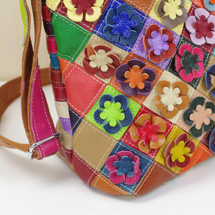 Women's Genuine Leather Fashion Personalized Ethnic Style Color Women's Shoulder Bag
