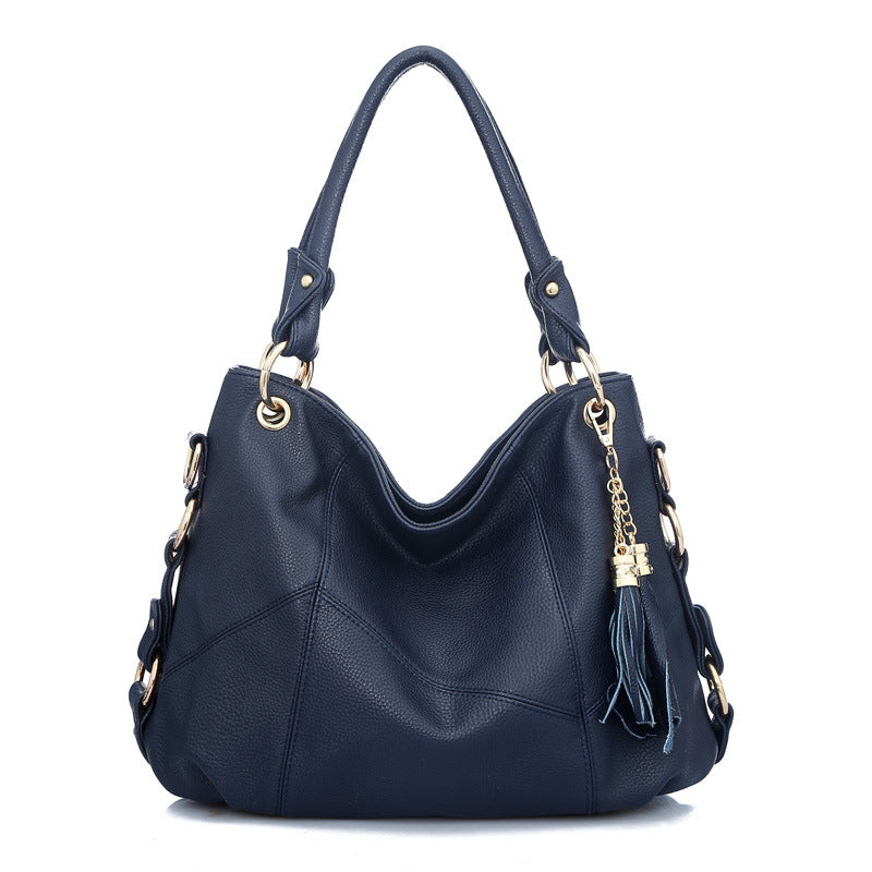 Women's Hand-held Soft Leather Tassel Big Handbags
