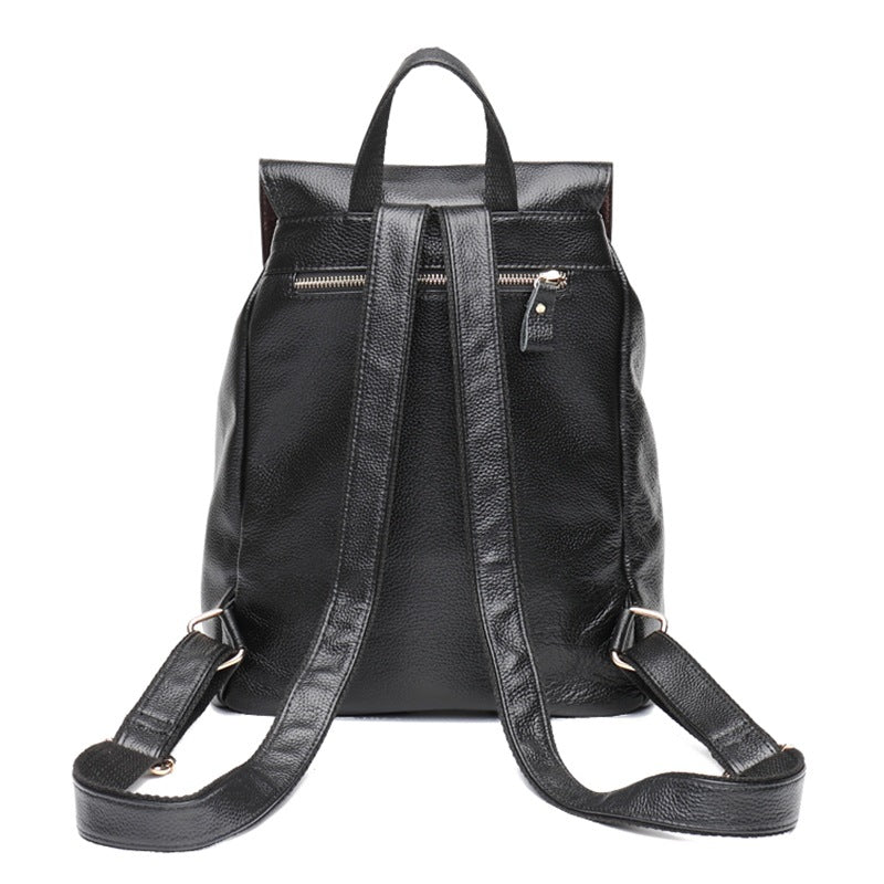 Women's Cowhide Version College Style Genuine Leather Backpacks