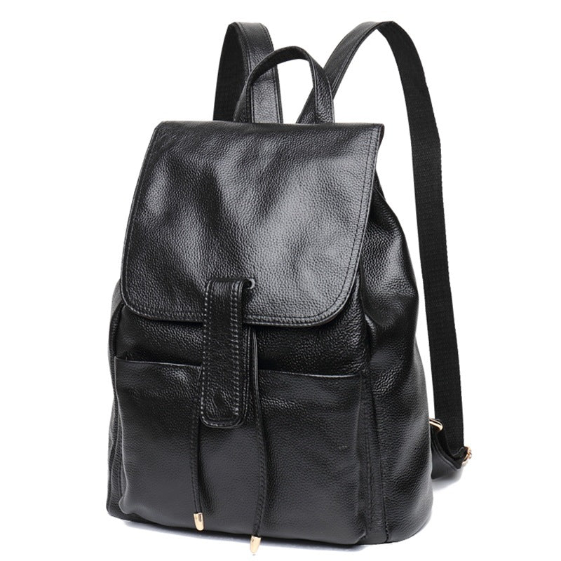Women's Cowhide Version College Style Genuine Leather Backpacks