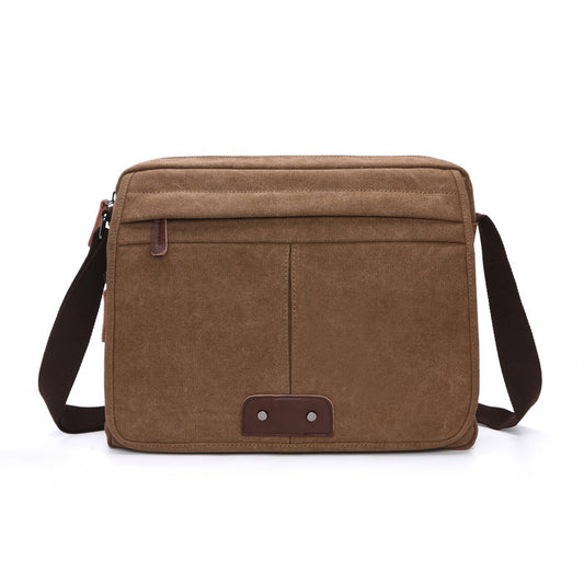 Men's Single Solid Color Canvas Fashion Men's Messenger Bags