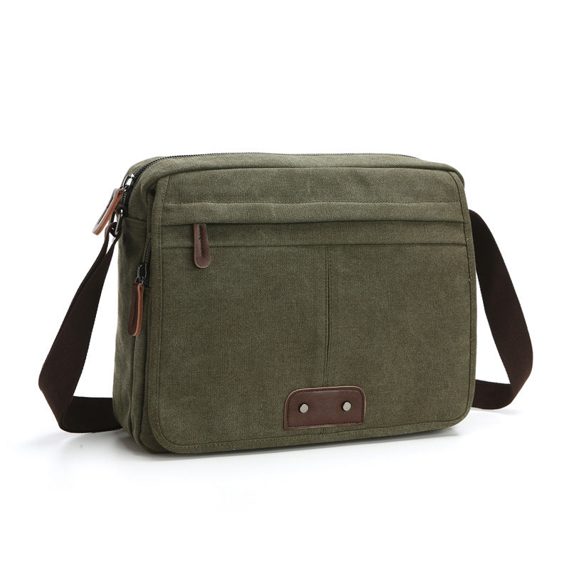 Men's Single Solid Color Canvas Fashion Men's Messenger Bags
