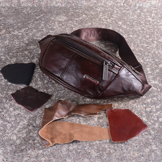 Men's Retro Genuine Leather Moon Type Large Men's Waist Packs