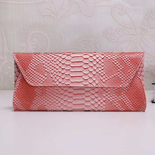 Women's Fan Embossed Snake Pattern Long Handbags