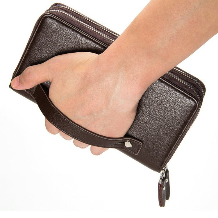 Men's Large Capacity High Sense Double Zipper Multi Phone Bags