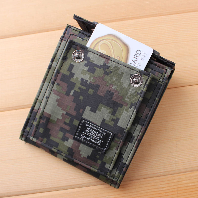 Men's Short Green Version Canvas Vertical Simple Men's Wallet