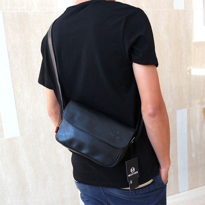 Men's Crazy Horse Leather Korean Fashion Trendy Men's Messenger Bags