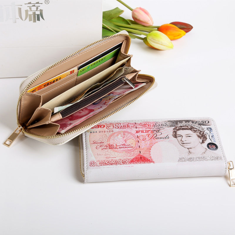 Money Pattern Usd Euro Funny Fun Large Capacity Card Holder