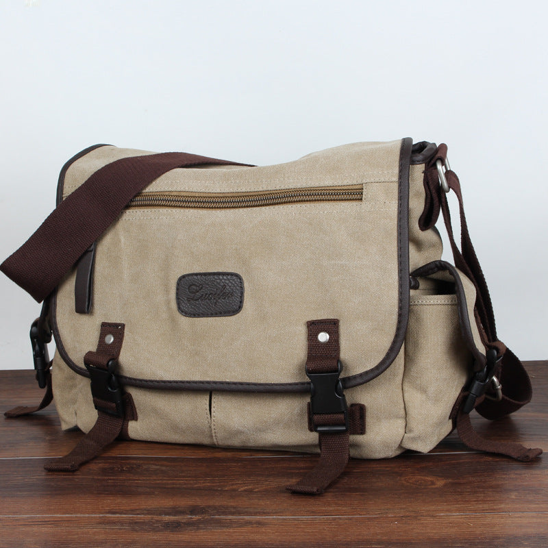 Men's Unique Versatile Canvas Horizontal Fashion Men's Messenger Bags