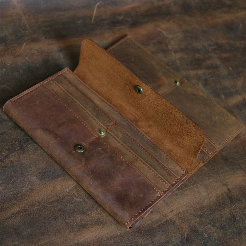 Women's & Men's First Layer Cowhide Crazy Horse Leather Men's Wallets