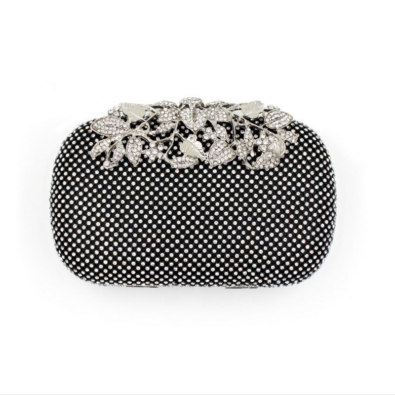 Leaves And Flowers Dinner Diamond Clutch Makeup Bags