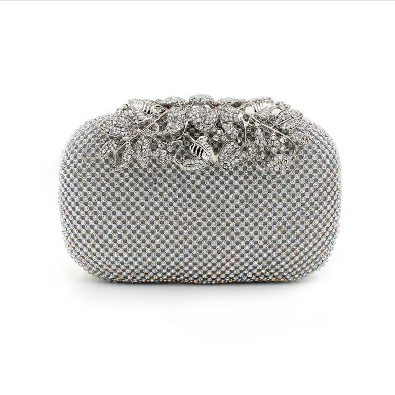 Leaves And Flowers Dinner Diamond Clutch Makeup Bags