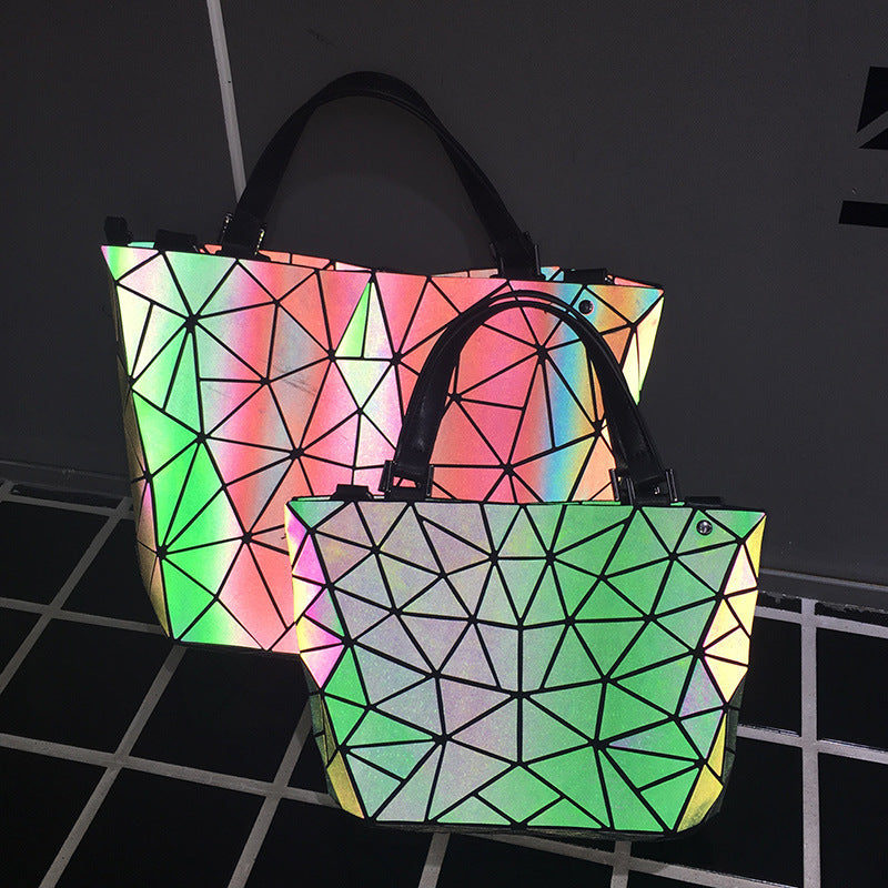 Women's Geometric Diamond Plaid Luminous Messy Handbags
