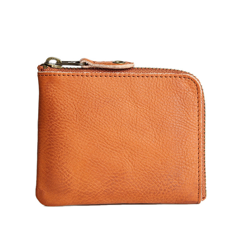 Women's & Men's Layer Cowhide Short Leather Zipper For Ladies Wallets