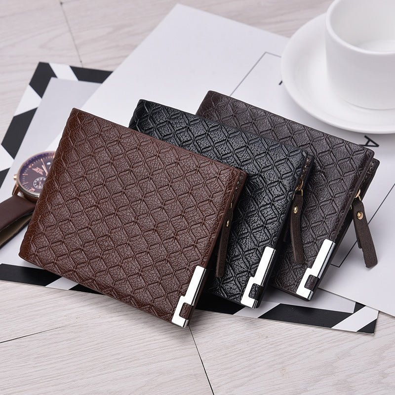 Men's Multiple Slots Short Business Plaid Horizontal Men's Wallet