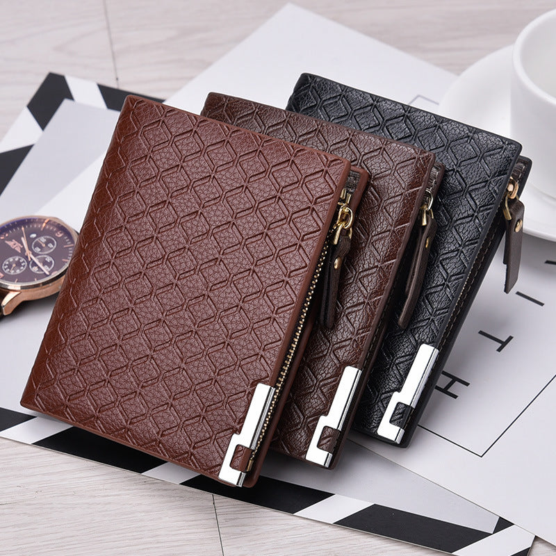 Men's Multiple Slots Short Business Plaid Horizontal Men's Wallet