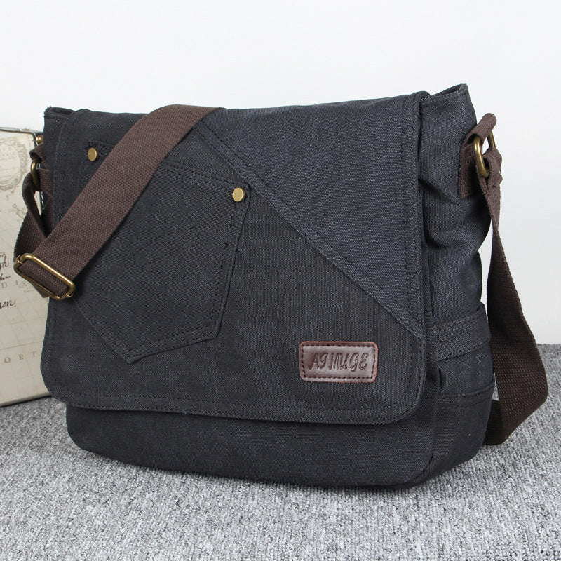 Men's Korean Style Canvas Single Horizontal Trendy Men's Shoulder Bags