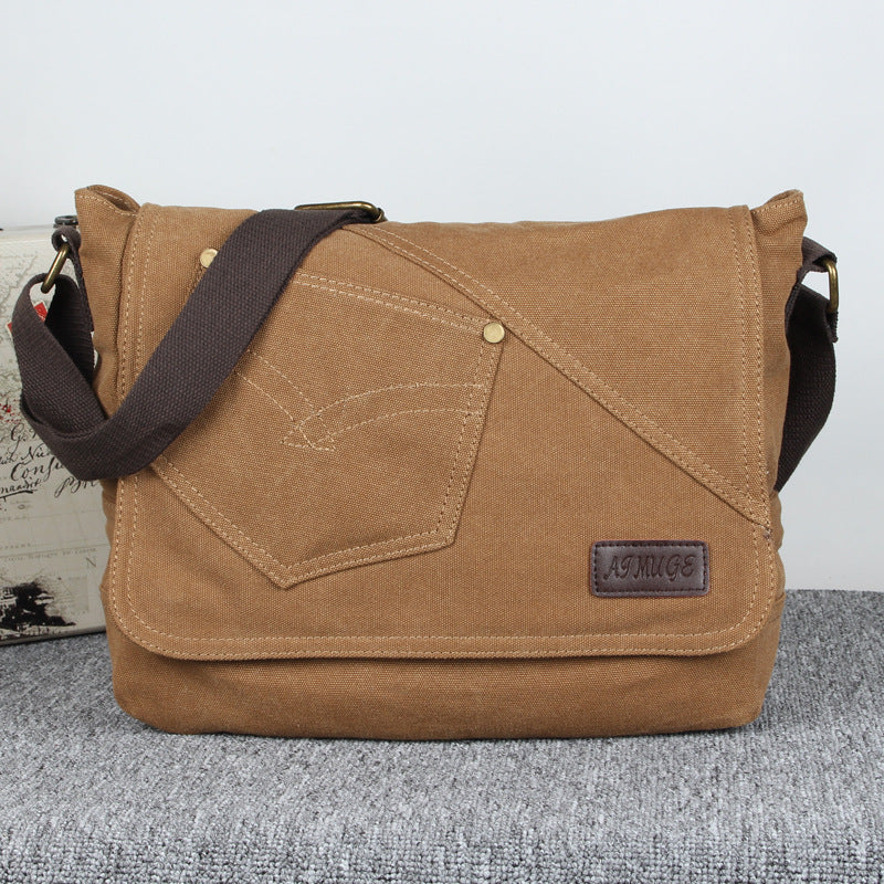 Men's Korean Style Canvas Single Horizontal Trendy Men's Shoulder Bags