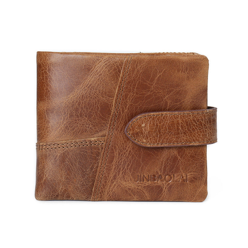 Men's First Layer Cowhide Vintage Zipper Leather Men's Wallets