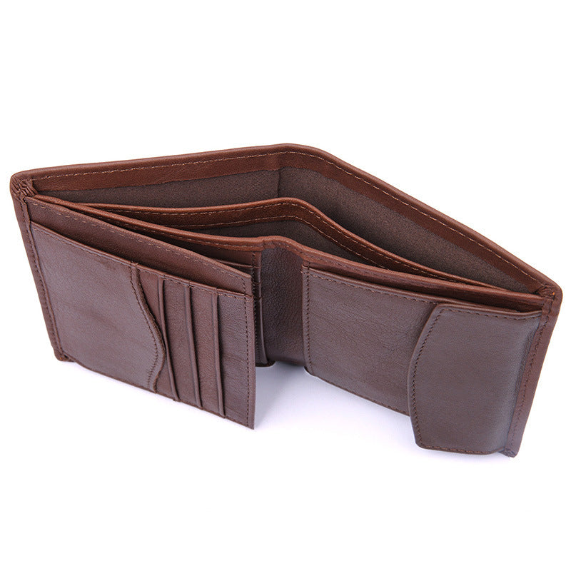 Men's Short Cowhide Vertical Multiple Slots American Men's Wallets