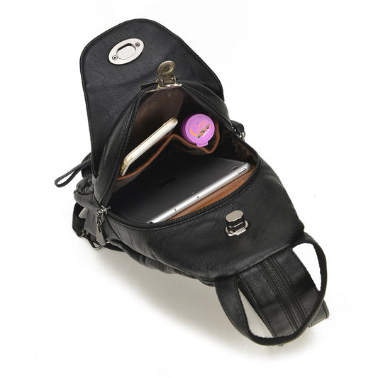 Women's Soft Leather Korean Style Fashion Single Backpacks