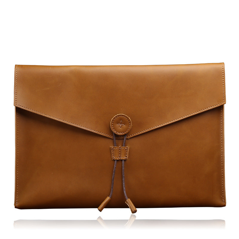 Genuine Leather Paper Large Capacity File Office Men's Briefcases