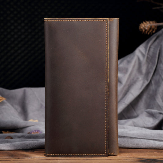 Men's Leather Thick Long First Layer Cowhide Ladies Wallets