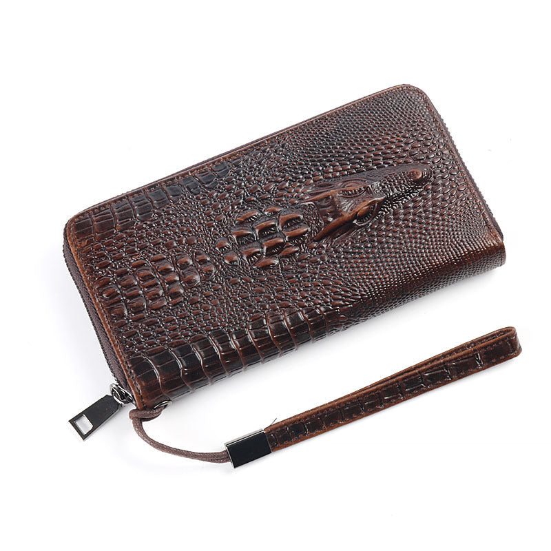 Men's Cowhide Embossed Crocodile Pattern Clutch Leather Men's Handbags