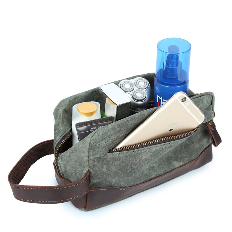 Men's Source Point Clutch Oil Wax Canvas Wash Retro With Men's Handbags