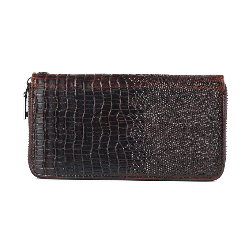 Men's Cowhide Embossed Crocodile Pattern Clutch Leather Men's Handbags