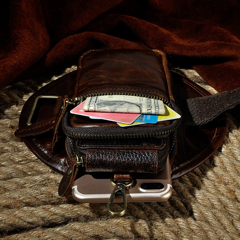 Men's Top Layer Crazy Horse Skin Retro Men's Chest Bags
