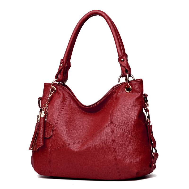 Women's Hand-held Soft Leather Tassel Big Handbags