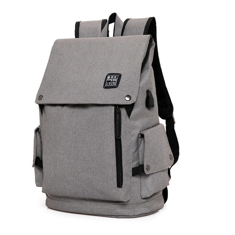 Men's Color Matching Korean Style College Charging Backpacks