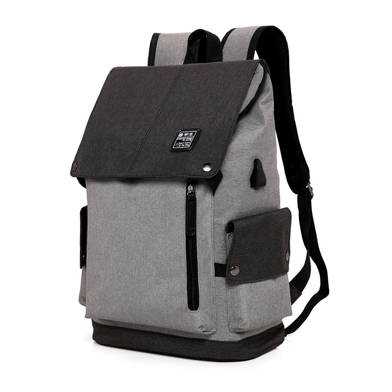 Men's Color Matching Korean Style College Charging Backpacks