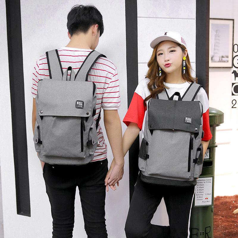 Men's Color Matching Korean Style College Charging Backpacks