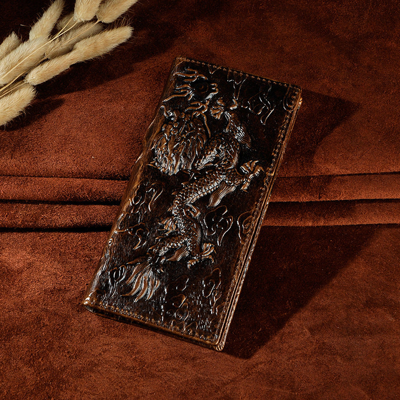 Men's Oil Waxed Leather Retro Simple Large Capacity Three-dimensional Men's Wallets