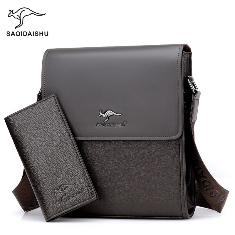 Men's Kangaroo Horizontal Vertical Flip Business Trendy Men's Shoulder Bags