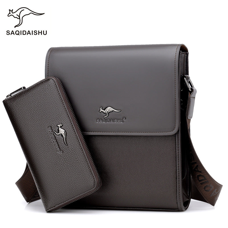 Men's Kangaroo Horizontal Vertical Flip Business Trendy Men's Shoulder Bags