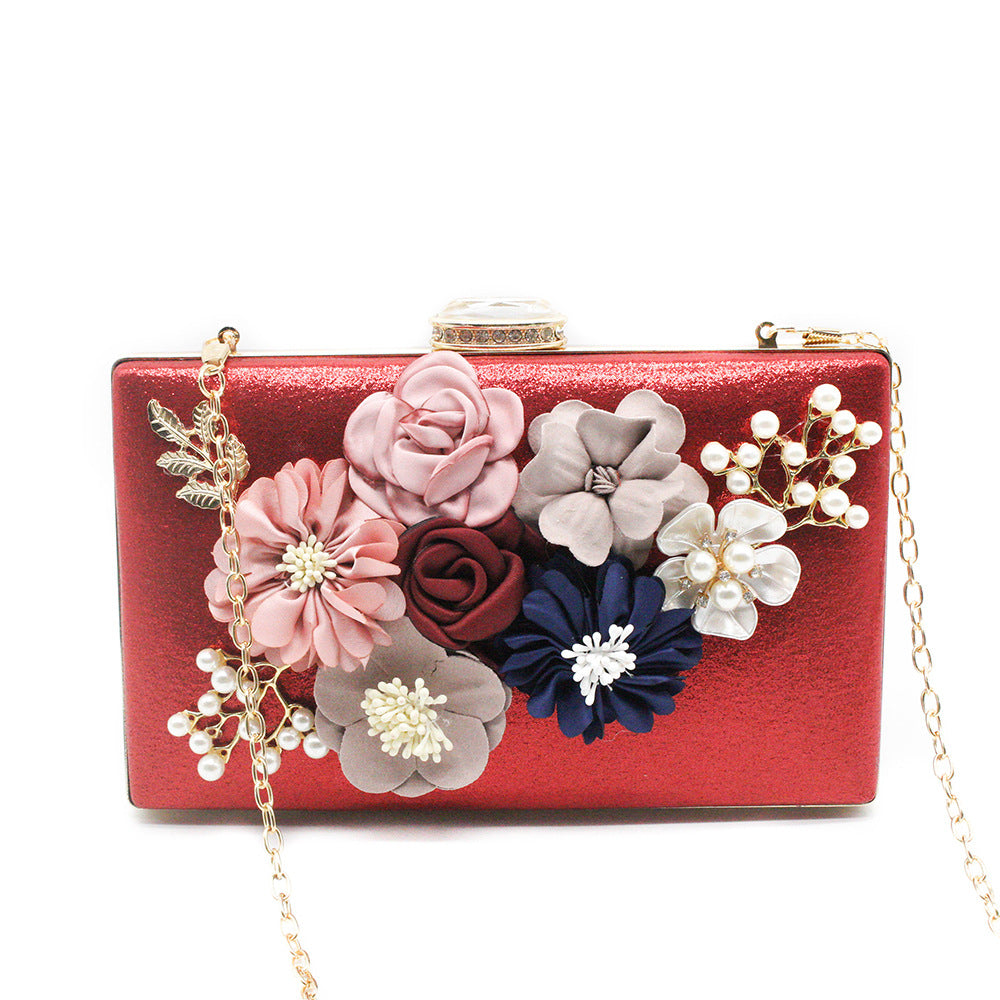 Women's Box Flower Dinner Pearl For Clutch Evening Bags