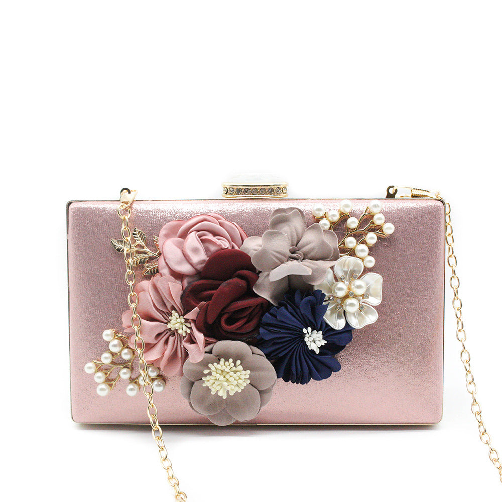 Women's Box Flower Dinner Pearl For Clutch Evening Bags