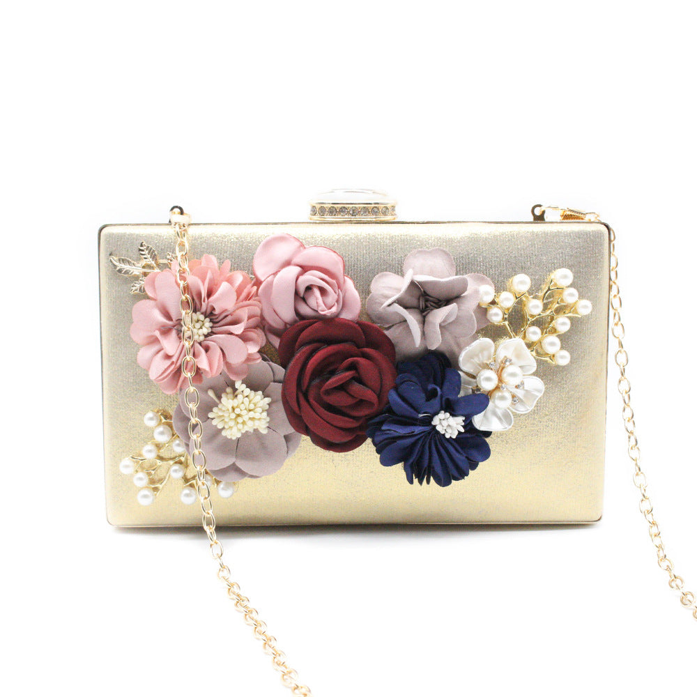 Women's Box Flower Dinner Pearl For Clutch Evening Bags