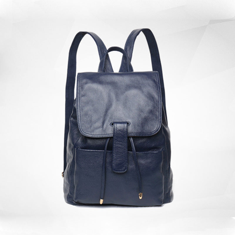 Women's Cowhide Version College Style Genuine Leather Backpacks