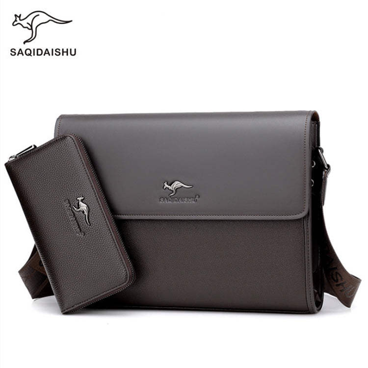 Men's Kangaroo Horizontal Vertical Flip Business Trendy Men's Shoulder Bags