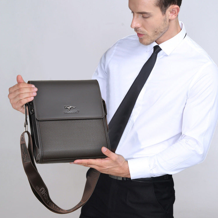 Men's Kangaroo Horizontal Vertical Flip Business Trendy Men's Shoulder Bags