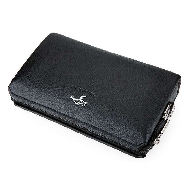 Men's Leather Business Clutch Cowhide Large Capacity Handbags