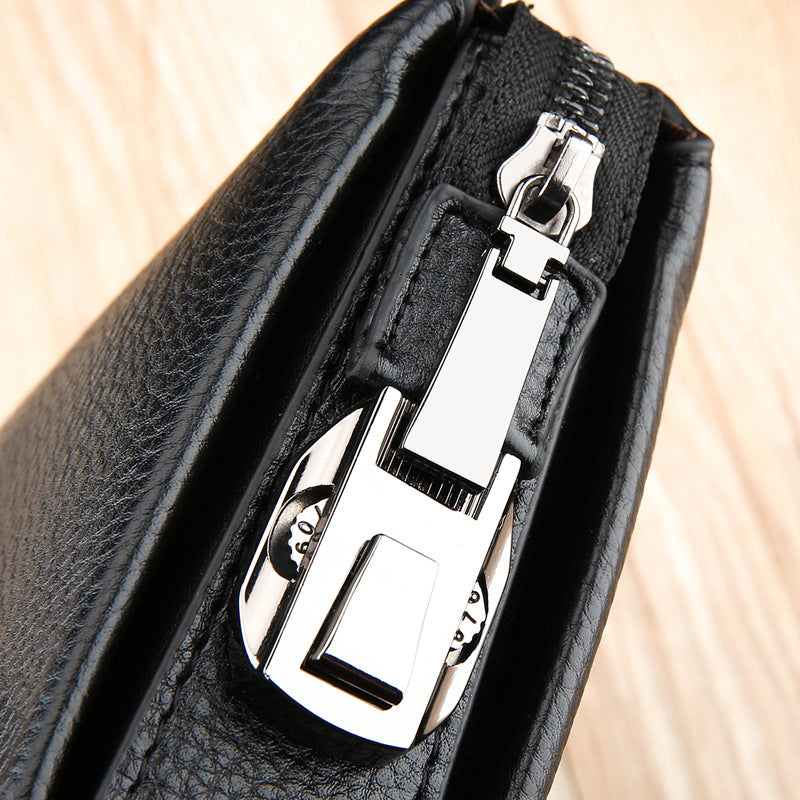 Men's Leather Business Clutch Cowhide Large Capacity Handbags