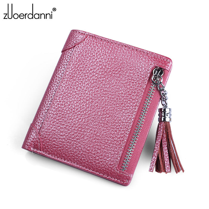 Women's Korean Leather Short Simple Thin Cowhide Buckle