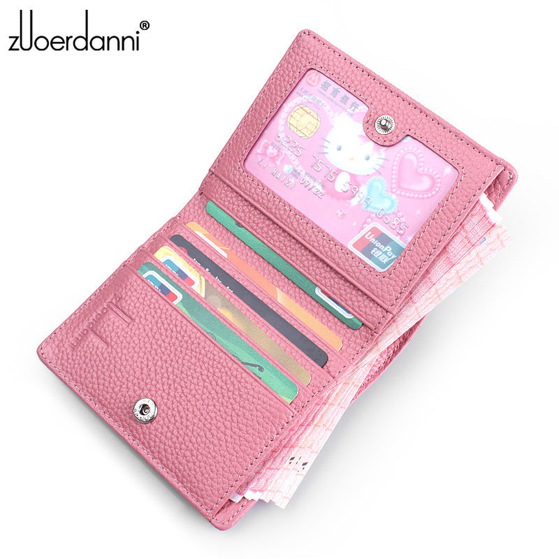 Women's Korean Leather Short Simple Thin Cowhide Buckle