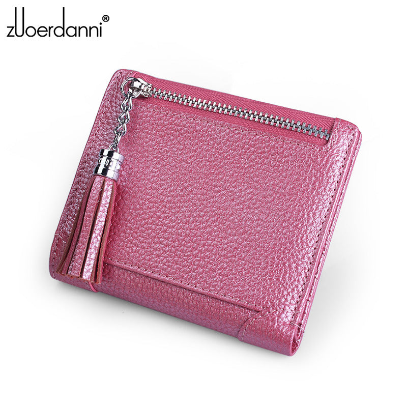 Women's Korean Leather Short Simple Thin Cowhide Buckle